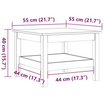 Couchtisch Wachsbraun 55x55x40 cm Massivholz Kiefer