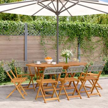 ARDEBO.de - Gartenstühle 8 Stk. Klappbar Grau Poly Rattan & Massivholz