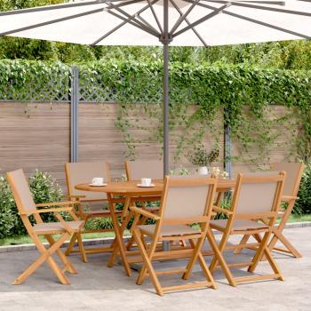 ARDEBO.de - Gartenstühle 6 Stk. Klappbar Taupe Stoff und Massivholz