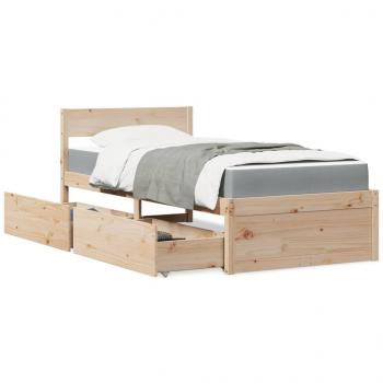 ARDEBO.de - Bett mit Schubladen und Matratze 90x190 Massivholz Kiefer