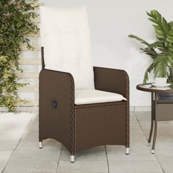 ARDEBO.de - Gartensessel mit Kissen 2 Stk. Verstellbar Braun Poly Rattan