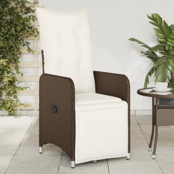 ARDEBO.de - Gartensessel mit Kissen 2 Stk. Verstellbar Braun Poly Rattan