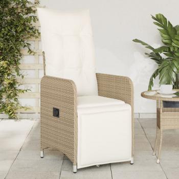 ARDEBO.de - Gartensessel mit Kissen 2 Stk. Verstellbar Beige Poly Rattan