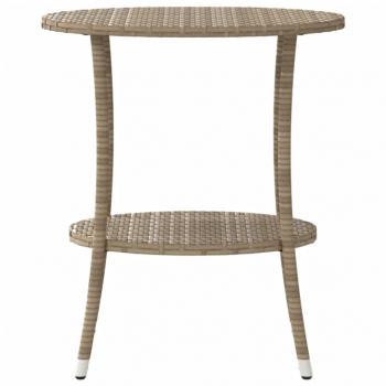 Gartensessel 2 Stk. Verstellbar mit Tisch Beige Poly Rattan