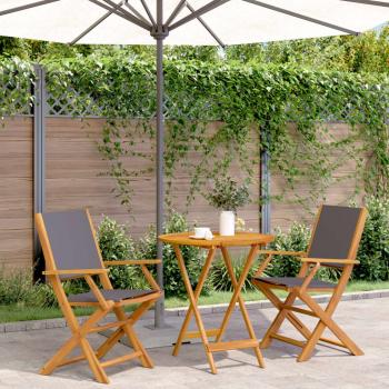 ARDEBO.de - 3-tlg. Bistro-Set Anthrazit Stoff und Massivholz