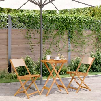 ARDEBO.de - 3-tlg. Bistro-Set Beige Stoff und Massivholz