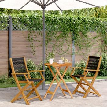 ARDEBO.de - 3-tlg. Bistro-Set Schwarz Polypropylen und Massivholz