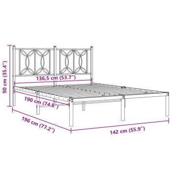 Bettgestell mit Kopfteil Metall Weiß 135x190 cm