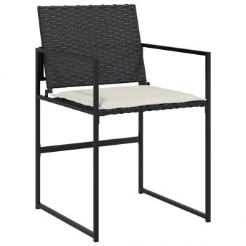 13-tlg. Garten-Essgruppe mit Kissen Schwarz Poly Rattan