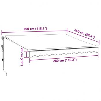 Markise Automatisch mit LEDs Weinrot 300x250 cm