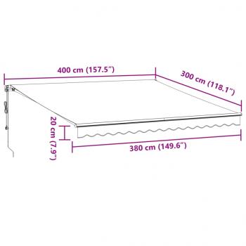 Markise Automatisch mit LEDs Weinrot 400x300 cm