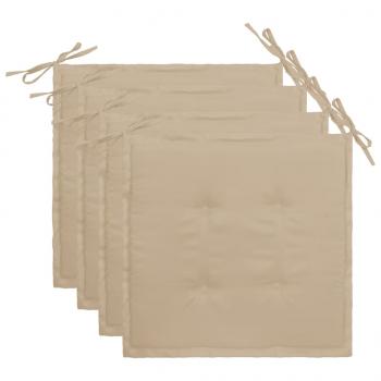 Gartenstuhl-Kissen 4 Stk. Beige 40x40x3 cm Oxford-Gewebe