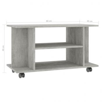 TV-Schrank mit Rollen Betongrau 80x40x45 cm Holzwerkstoff