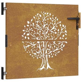 Gartentor 85x100 cm Cortenstahl Baum-Design