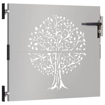 Gartentor 85x100 cm Cortenstahl Baum-Design