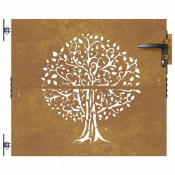 Gartentor 85x100 cm Cortenstahl Baum-Design