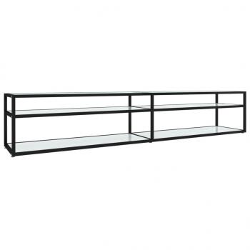 TV-Schrank Weiß Marmor-Optik 220x40x40,5 cm Hartglas