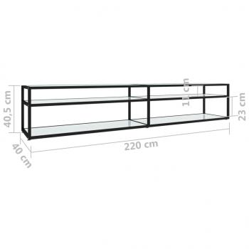 TV-Schrank Weiß Marmor-Optik 220x40x40,5 cm Hartglas