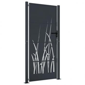 Gartentor Anthrazit 105x205 cm Stahl Gras-Design