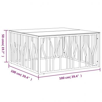 Couchtisch 100x100x50 cm Edelstahl und Glas