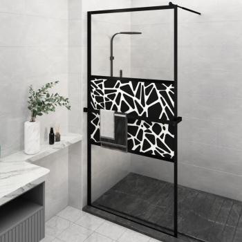 ARDEBO.de - Duschwand mit Ablage für Walk-In-Dusche Schwarz 115x195 cm ESG