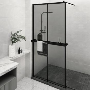 ARDEBO.de - Duschwand mit Ablage für Walk-In-Dusche Schwarz 118x190 cm ESG