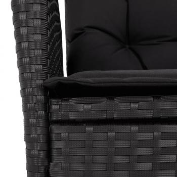 5-tlg. Garten-Essgruppe mit Kissen Schwarz Poly Rattan