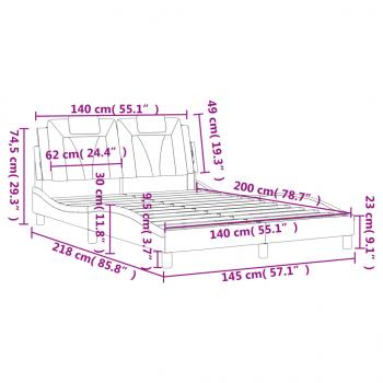 Bettgestell mit Kopfteil Cappuccino-Braun 140x200 cm Kunstleder