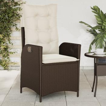 ARDEBO.de - Gartensessel Verstellbar mit Kissen Braun Poly Rattan