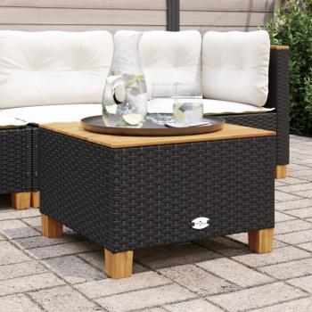 Gartentisch Schwarz 55x55x36 cm Poly Rattan Akazienholz