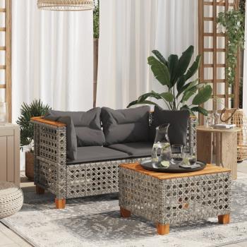 ARDEBO.de - Garten-Ecksofas mit Kissen 2 Stk. Grau Poly Rattan