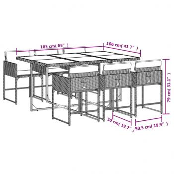 7-tlg. Garten-Essgruppe mit Kissen Beigemischung Poly Rattan