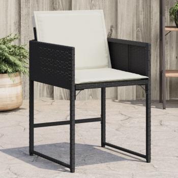 ARDEBO.de - Gartenstühle mit Kissen 4 Stk. Schwarz Poly Rattan