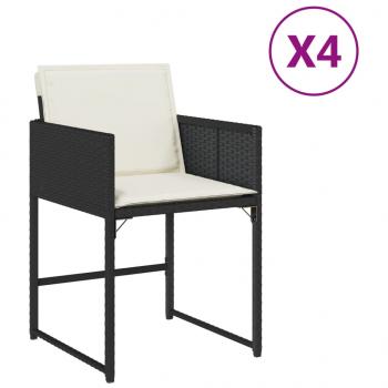 Gartenstühle mit Kissen 4 Stk. Schwarz Poly Rattan