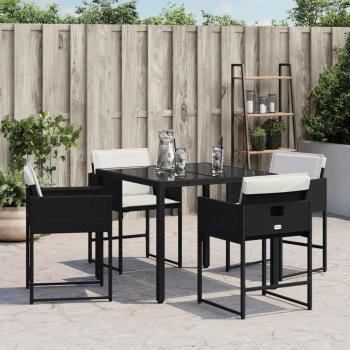 Gartenstühle mit Kissen 4 Stk. Schwarz Poly Rattan