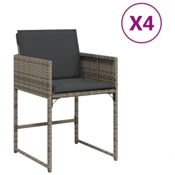 Gartenstühle mit Kissen 4 Stk. Grau Poly Rattan