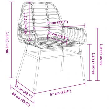 Gartenstühle 2 Stk. Braun Poly Rattan