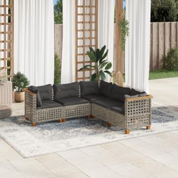 ARDEBO.de - 5-tlg. Garten-Sofagarnitur mit Kissen Grau Poly Rattan