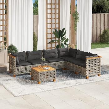 ARDEBO.de - 7-tlg. Garten-Sofagarnitur mit Kissen Grau Poly Rattan