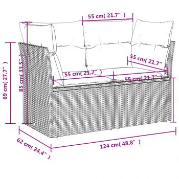 6-tlg. Garten-Sofagarnitur mit Kissen Grau Poly Rattan