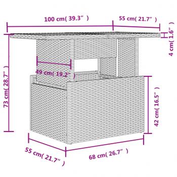 8-tlg. Garten-Sofagarnitur mit Kissen Grau Poly Rattan