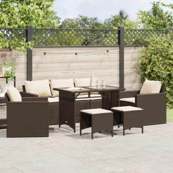 ARDEBO.de - 6-tlg. Garten-Sofagarnitur mit Kissen Braun Poly Rattan