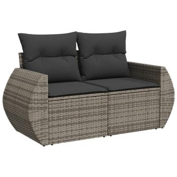 5-tlg. Garten-Sofagarnitur mit Kissen Grau Poly Rattan