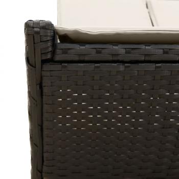 Doppel-Sonnenliege mit Kissen Schwarz Poly Rattan