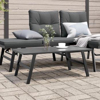 ARDEBO.de - Garten-Couchtisch Schwarz 90x45x35 cm Pulverbeschichteter Stahl