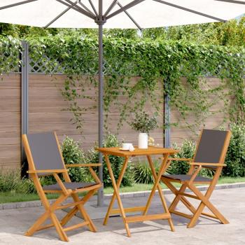 ARDEBO.de - 3-tlg. Bistro-Set Anthrazit Stoff und Massivholz