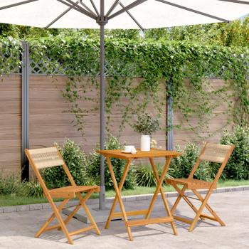 ARDEBO.de - 3-tlg. Bistro-Set Beige Polypropylen und Massivholz