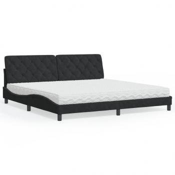 ARDEBO.de - Bett mit Matratze Schwarz 200x200 cm Samt