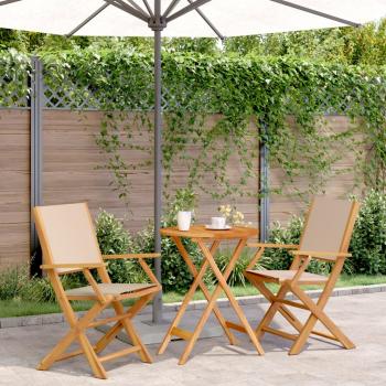 ARDEBO.de - 3-tlg. Bistro-Set Beige Stoff und Massivholz