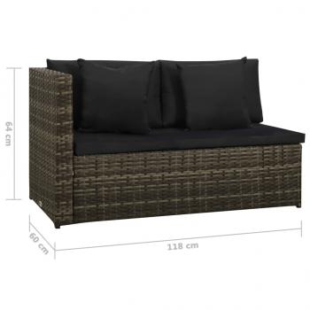 8-tlg. Garten-Lounge-Set mit Kissen Poly Rattan Grau